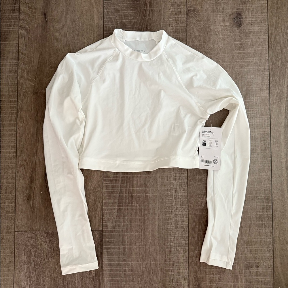 Athleta White Long Sleeve Crop Top - Picture 7 of 11